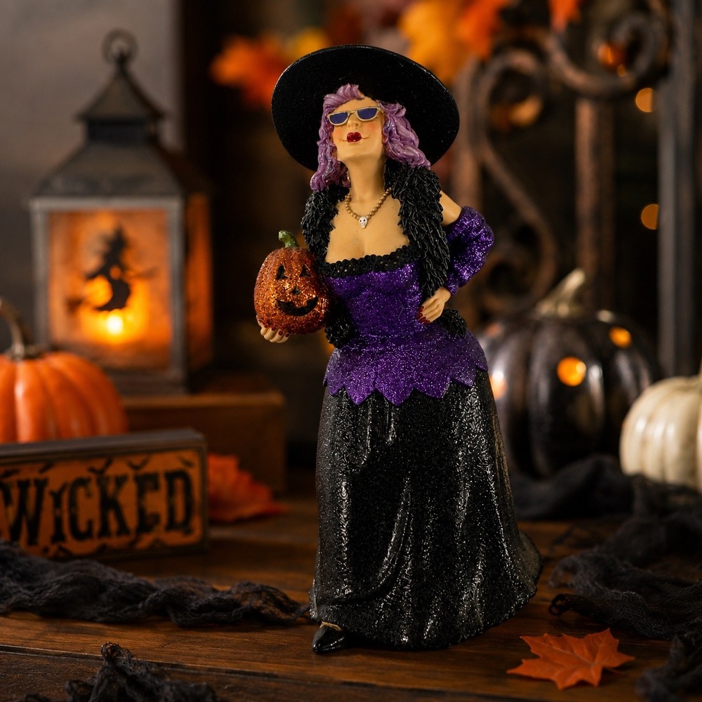 Vintage Retired December Diamonds Miss Thang Witch Halloween Ornament 2006 w/Box